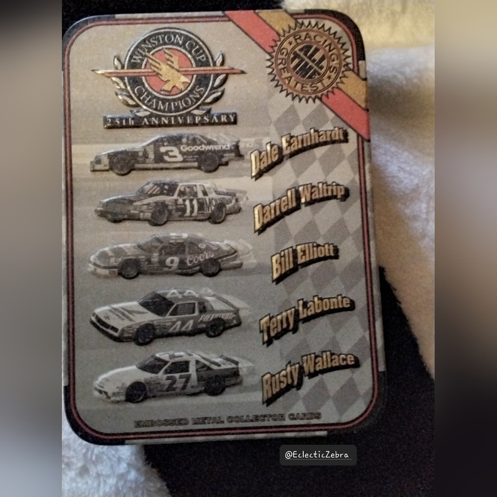 Metallic Impressions Nascar tin and cards